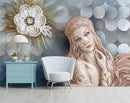 Beautiful Lady Sculpture White Flower wall coverings
