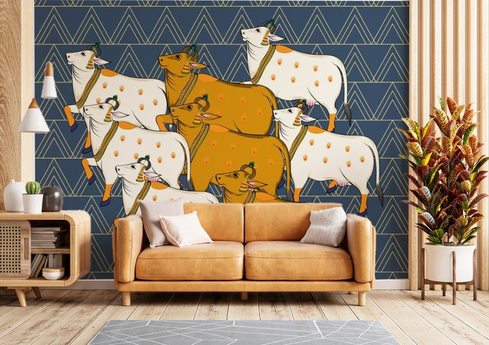 Ancient Era Pichwai Cows
