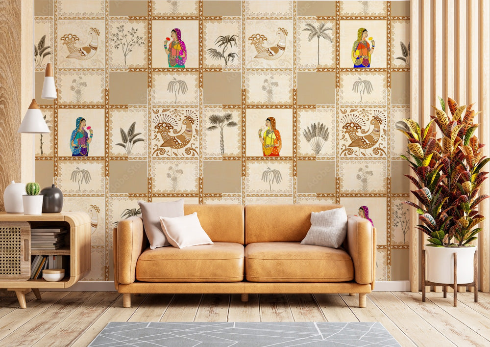Ancient Indian Pattern Wallpaper