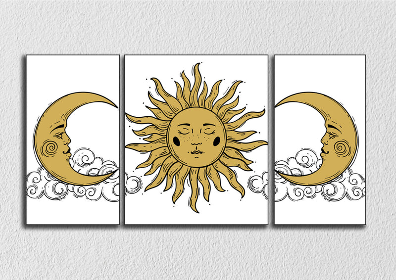 Sun And Moon Wall Art, Set Of 3