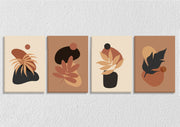 Boho Leaf And Colourblock Wall Art, Set Of 4