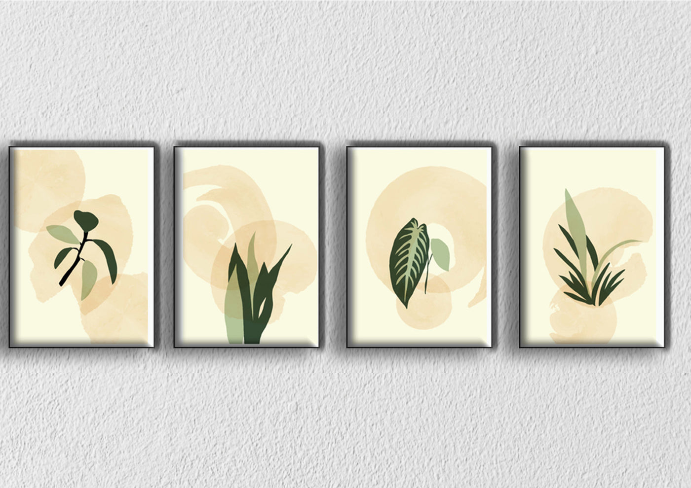 Green Leaves Wall Art, Set Of 4