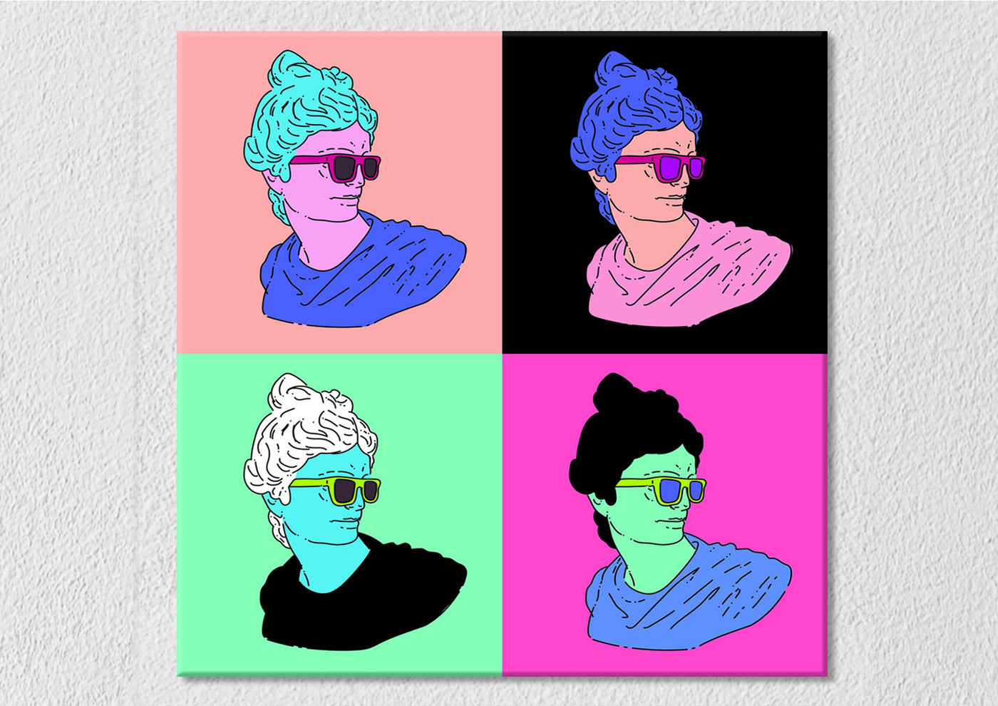 Four Cool Face Sculpture Art