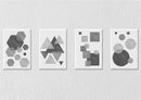 Geometric Figures On Grey Tones Wall Art, Set Of 4