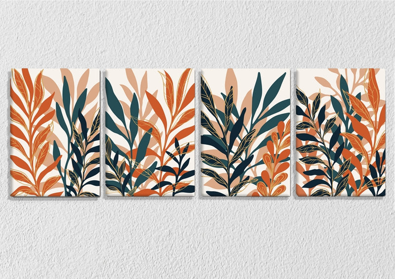 Overlapping Leaf Silhouettes Wall Art, Set Of 4