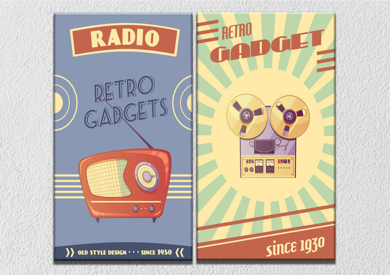 Retro Gadgets Since 1900's Poster, Set Of 2