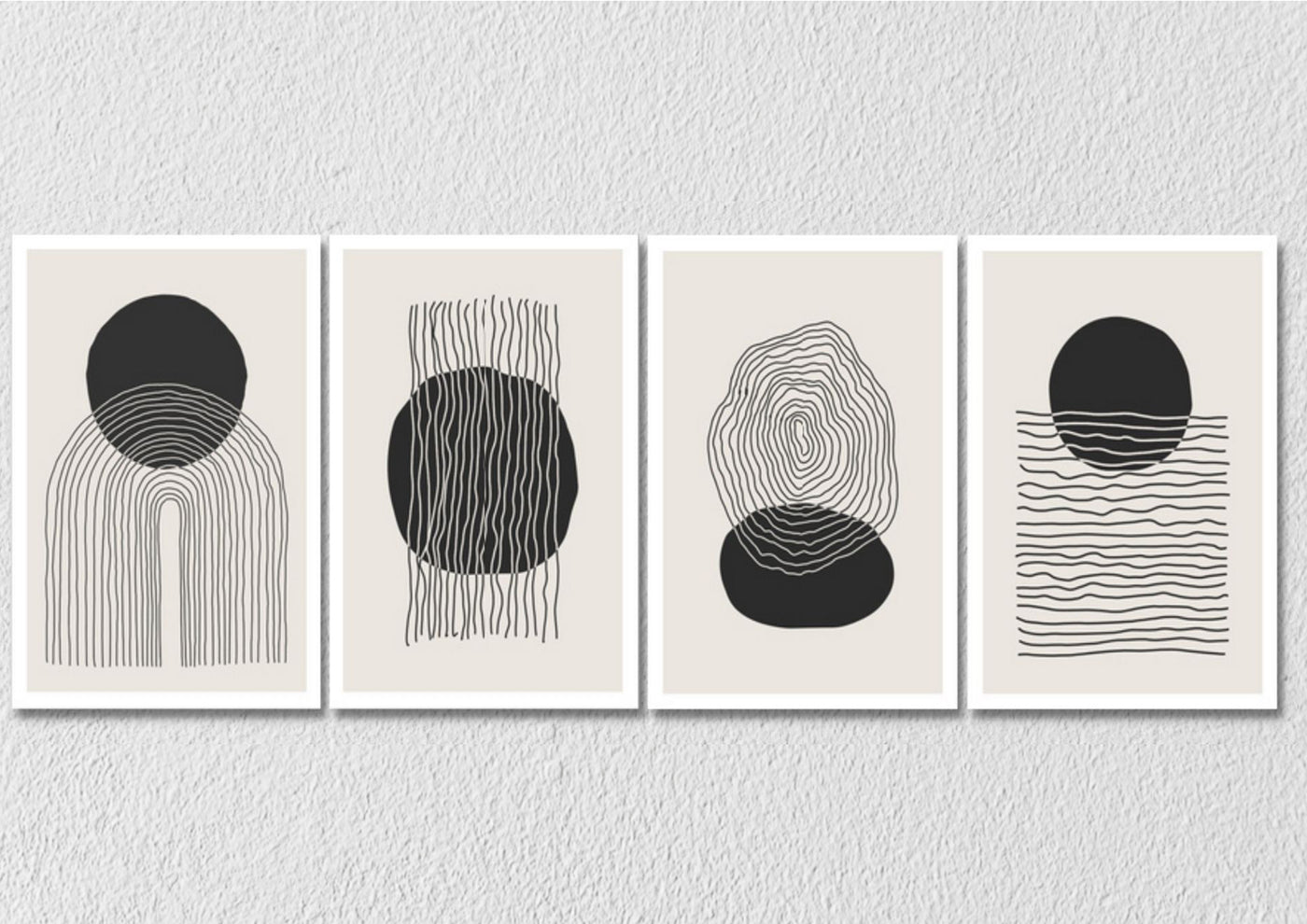 Patch And Line Art, Set Of 4