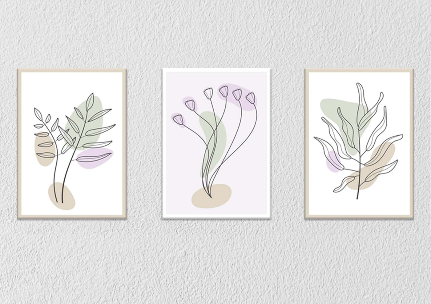 Minimal Floral Canvas Art, Set Of 3