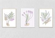 Minimal Floral Canvas Art, Set Of 3