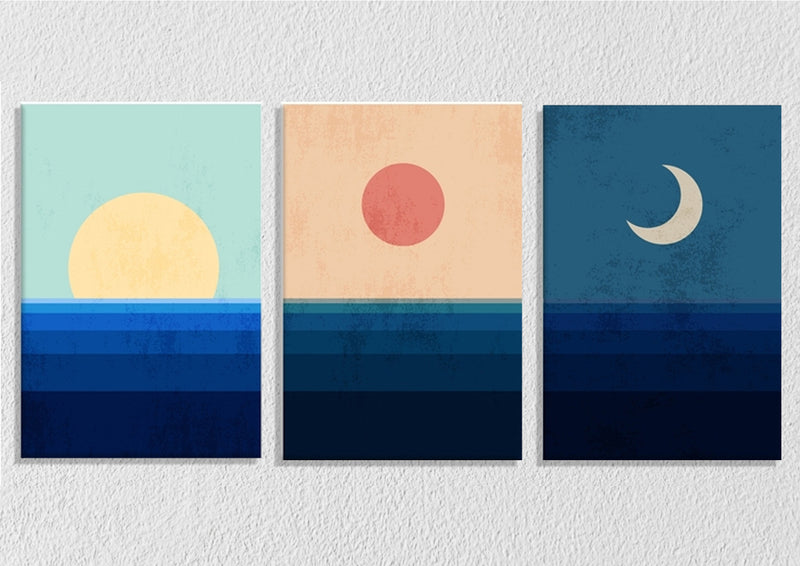 Day, Evening And Night Wall Art, Set Of 3
