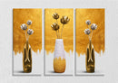 White And Golden Flower Vase wall Art, Set of 3
