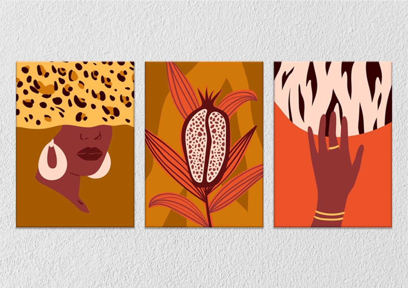 Animal Printed Canvas Art, Set Of 3