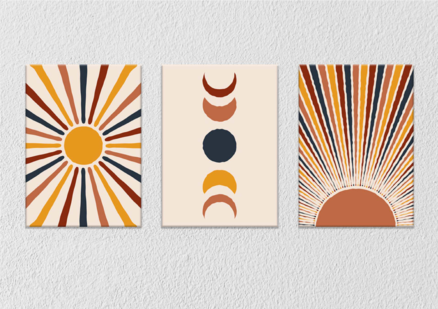 Phases Of Moon Art, Set Of 3
