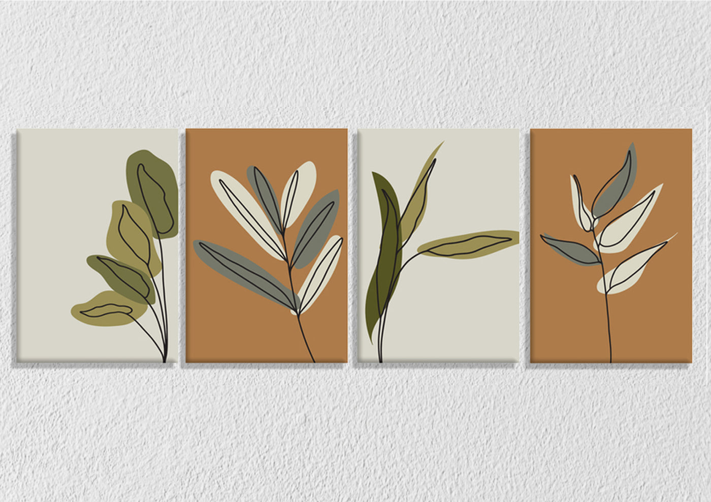 Minimal Boho Leaf Wall Art, Set Of 4