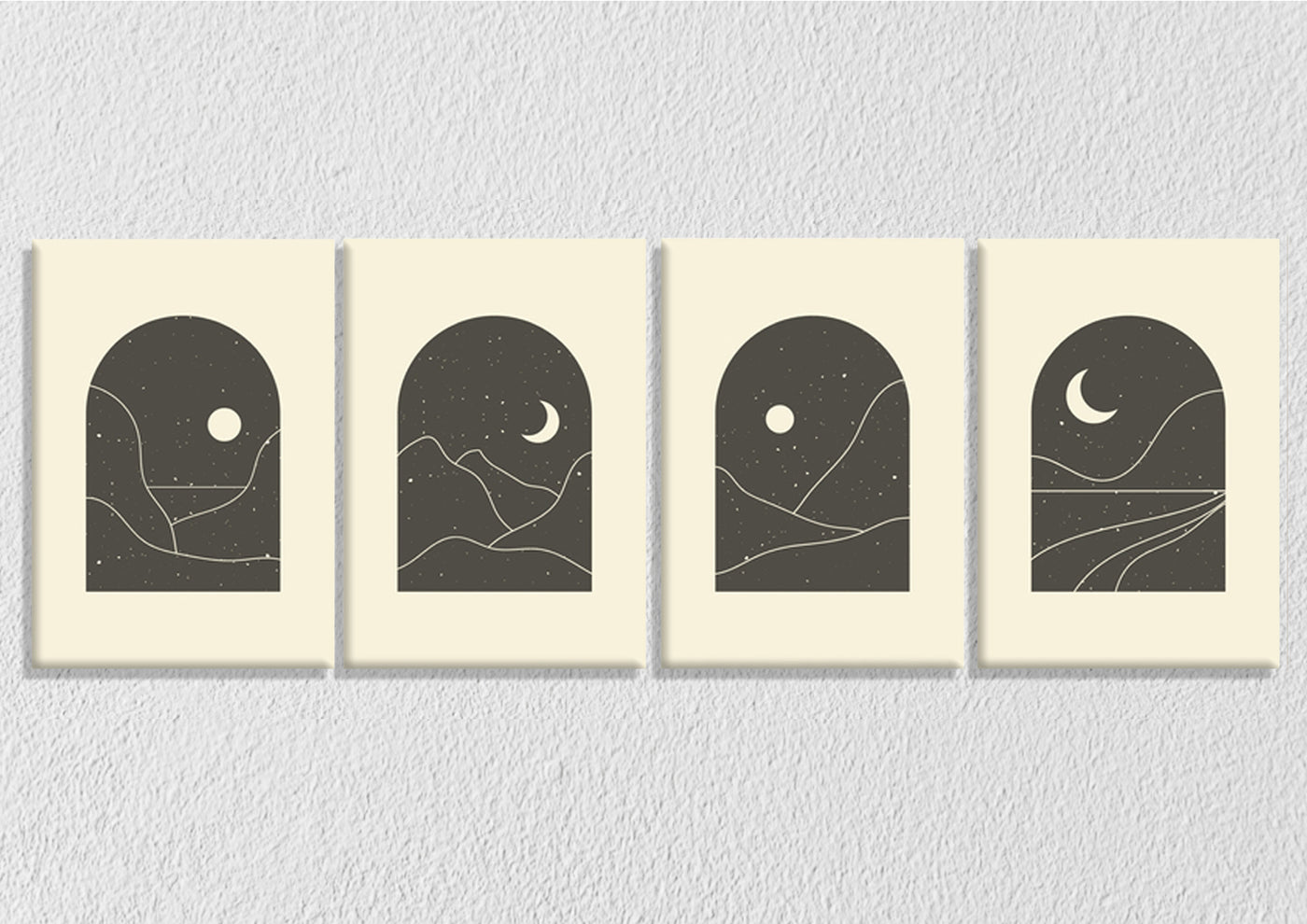 Phases Of Moon Wall Art, Set Of 4
