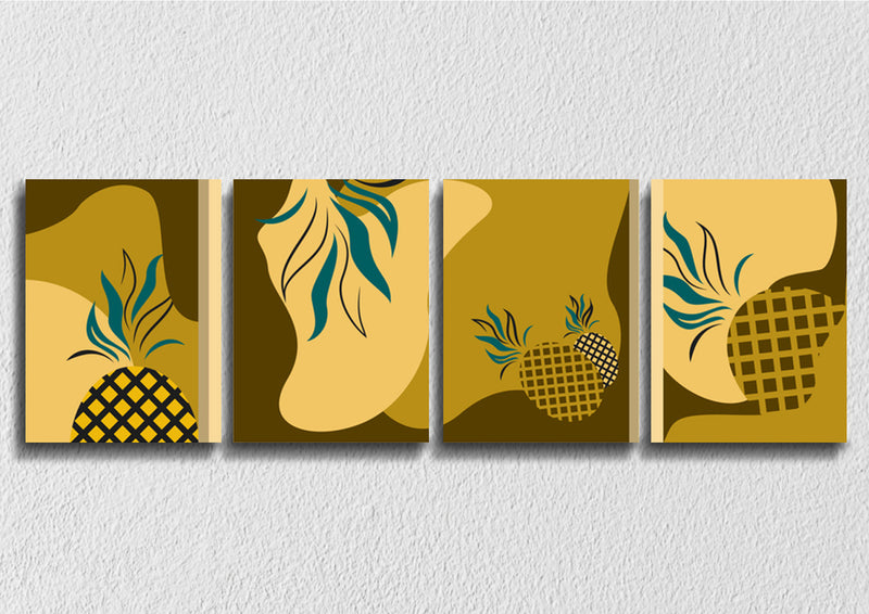 Pineapple Wall Art, Set Of 4