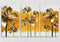 Golden Flowers Wall Art, Set Of 3