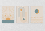 Blue Yellow Canvas Art, Set Of 3