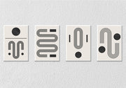Black Geometric Lines And Figure Wall Art, Set Of 4