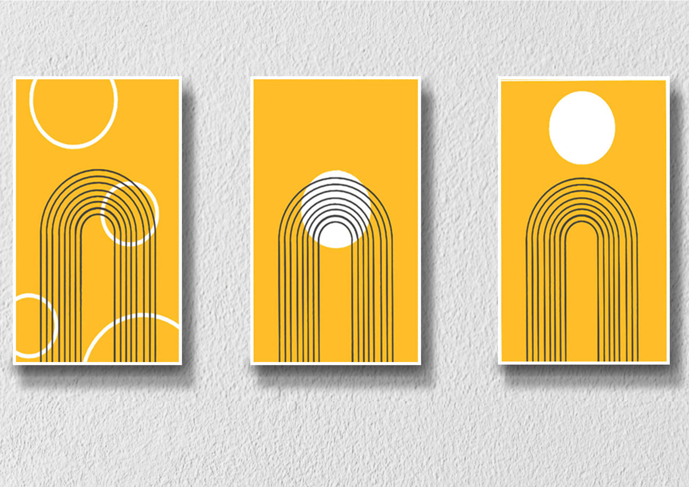 Orange Lines Art, Set Of 3