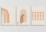 Abstract Peach And Beige Tiger Wall Art, Set Of 3