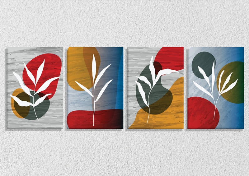 Leaf Impression On Multicolour Background, set Of 4