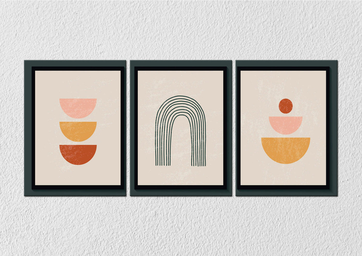 Semi Circle Abstract Art, Set Of 3