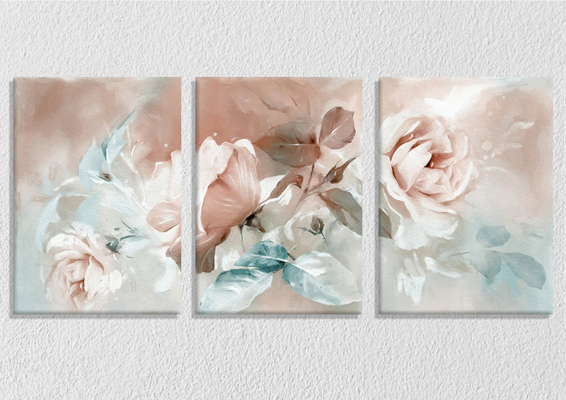 Abstract Watercolour Rose Art, Set Of 3