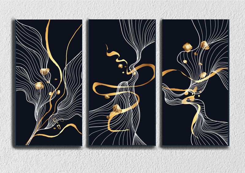 Golden Pattern Art, Set Of 3