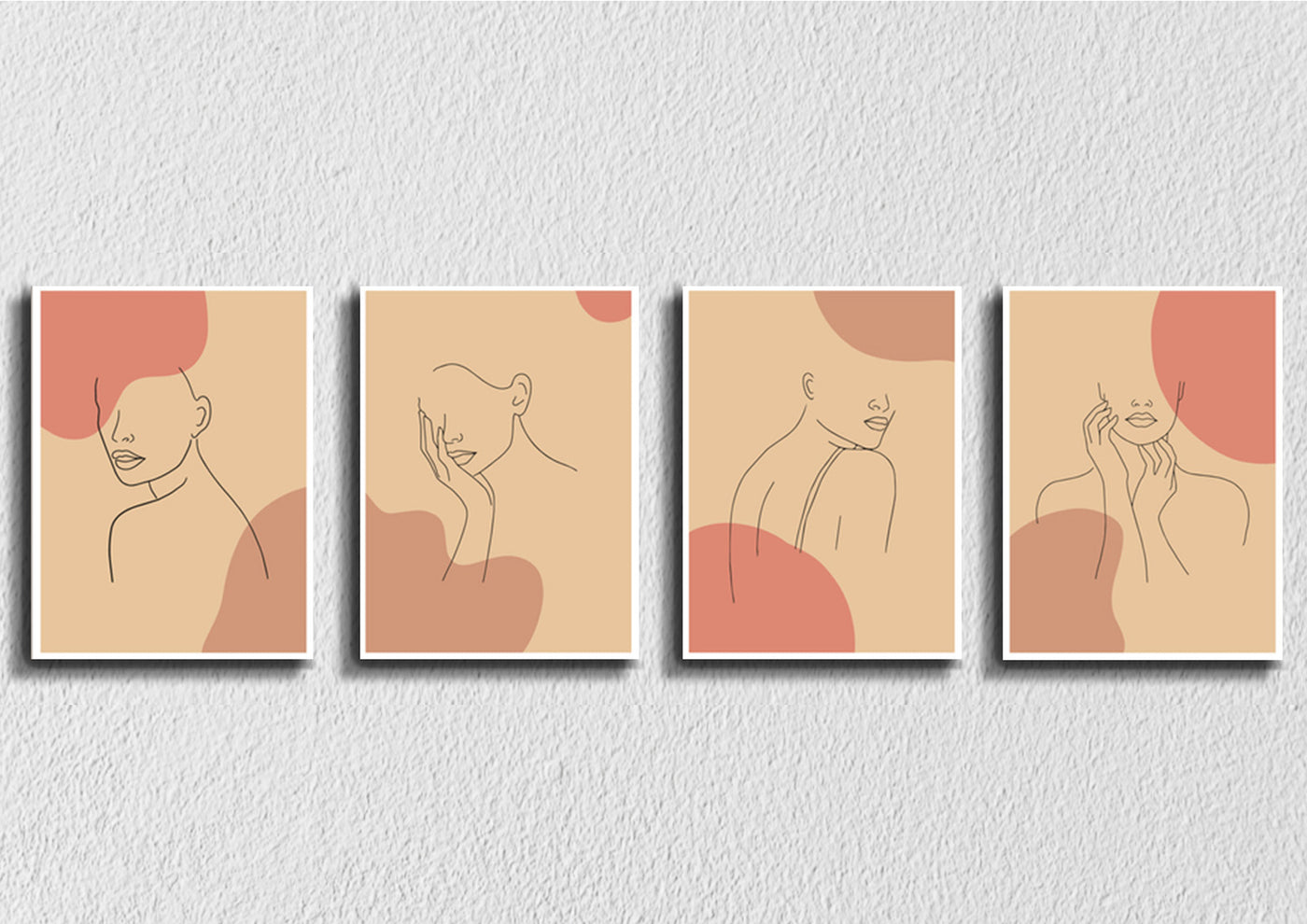 Woman Silhouette Line Art, Set Of 4