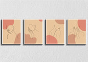 Woman Silhouette Line Art, Set Of 4