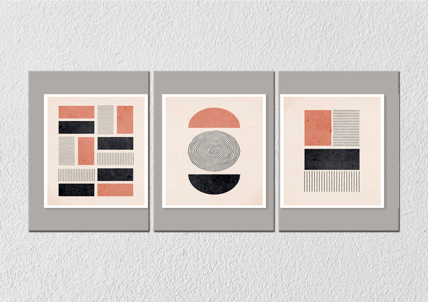 Pastel Wood Lines Art, Set Of 3