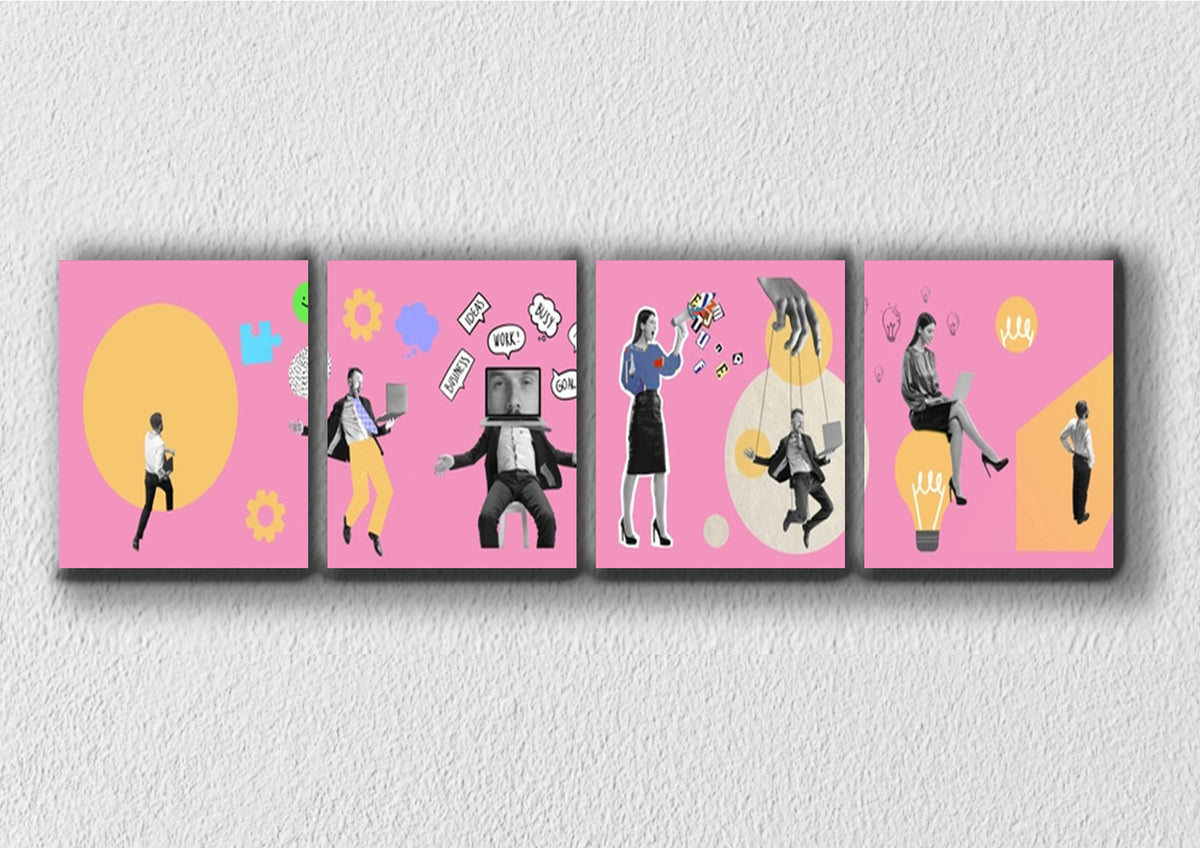 Funny Office Graffiti Wall Art, Set Of 4