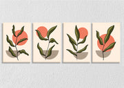 Abstract Set Of Leaves Art, Set Of 4