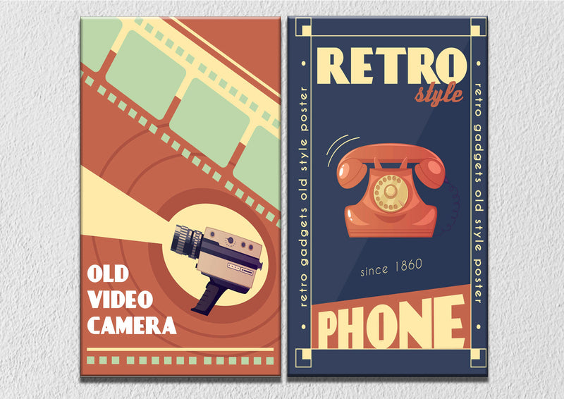 Retro Gadgets Poster, Set Of 2
