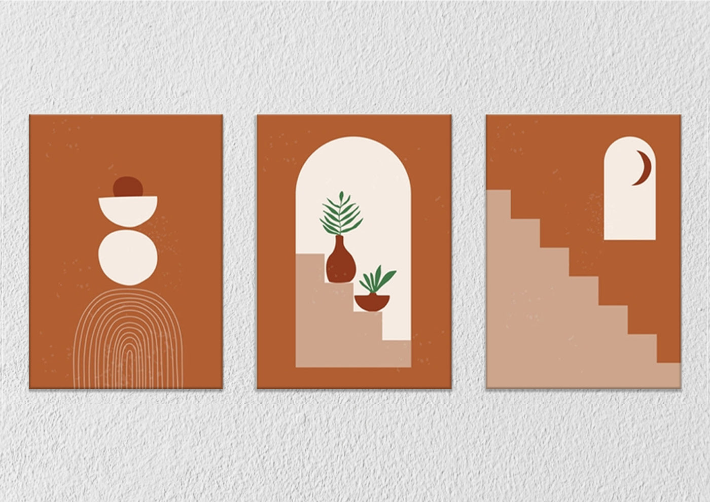 Brown Canvas Art, Set Of 3