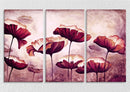 Abstract Maroon Flowers Wall Art, Set of 3