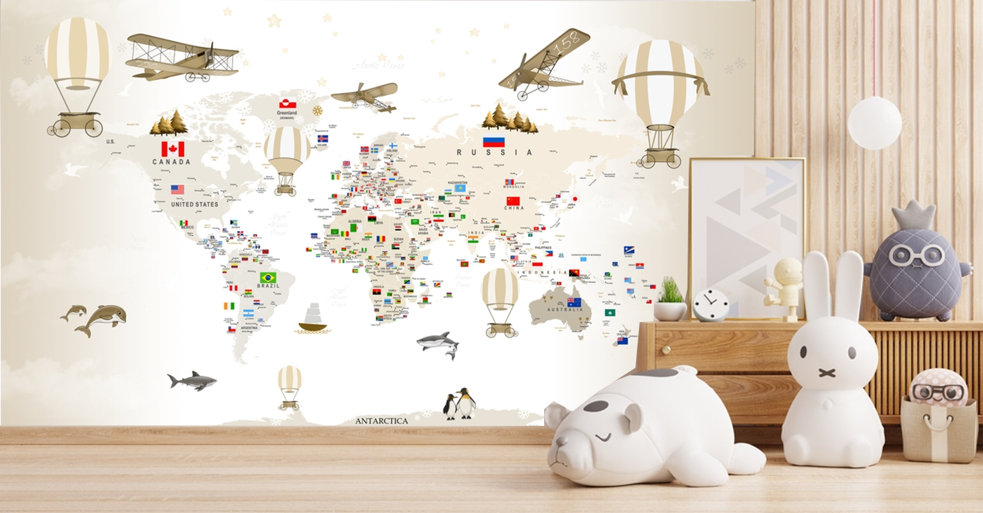 Artistic Atlas map wallpaper – Myindianthings