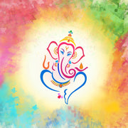 Colourful Lord Ganesh Painting Self Adhesive Sticker For Wardrobe
