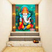 Ganpati Blessing Given Painting Self Adhesive Sticker Poster
