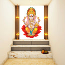Ganpati On Lotus Painting Self Adhesive Sticker Poster