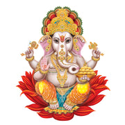 Ganpati On Lotus Painting Self Adhesive Sticker For Wardrobe