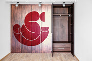 Red Art Ganpati Self Adhesive Sticker For Wardrobe