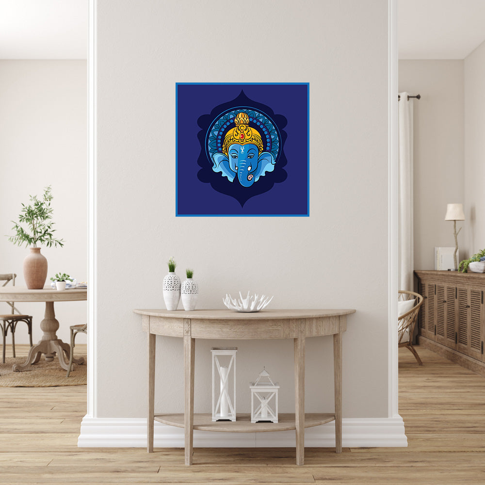 Ganpati On Purple Background Painting Self Adhesive Sticker Poster