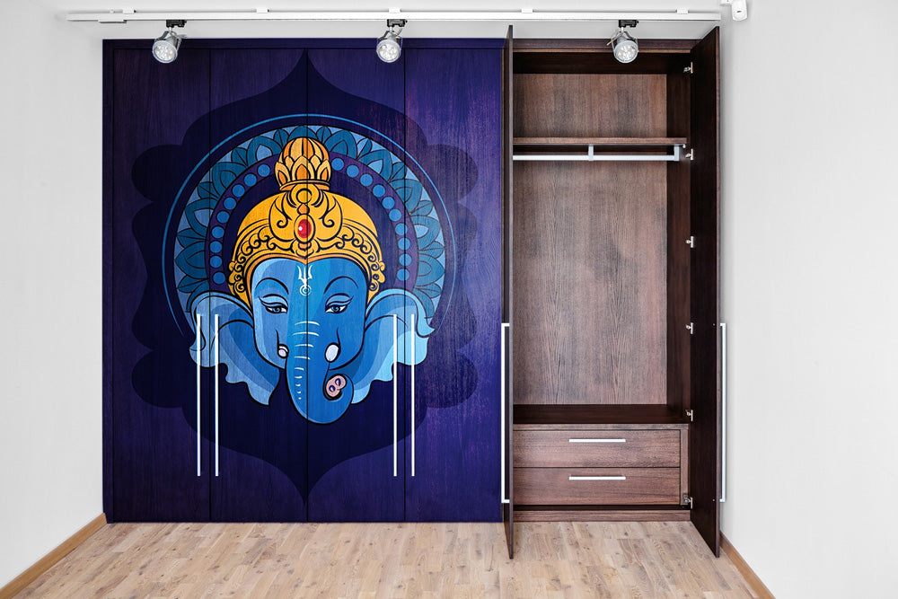Ganpati Self Adhesive Sticker For Cupboard
