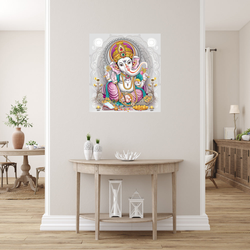 Ganpati Painting Self Adhesive Sticker Poster
