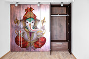 Sitting Ganpati Painting Self Adhesive Sticker For Wardrobe