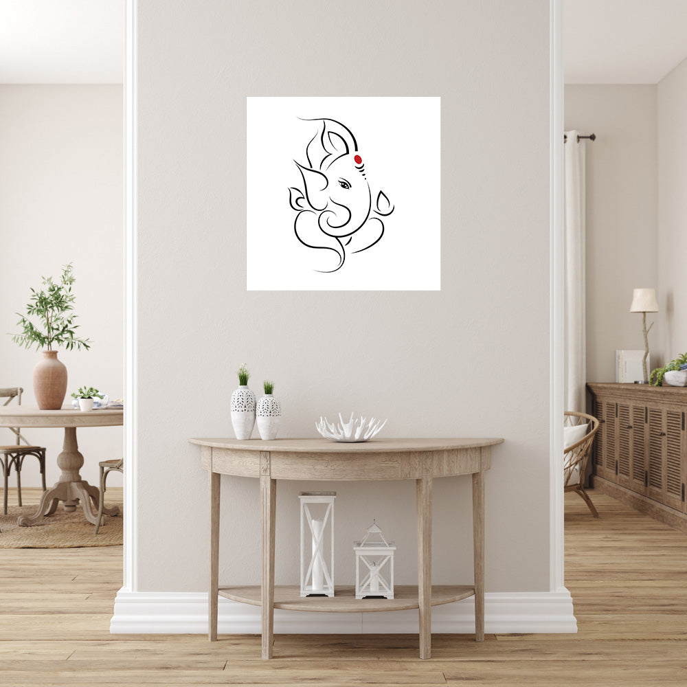 Sketch Of Ganpati With Red Tilak Self Adhesive Sticker Poster