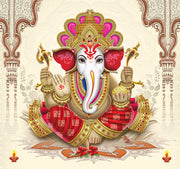 Pink And Golden Lord Ganesh Painting Self Adhesive Sticker For Wardrobe