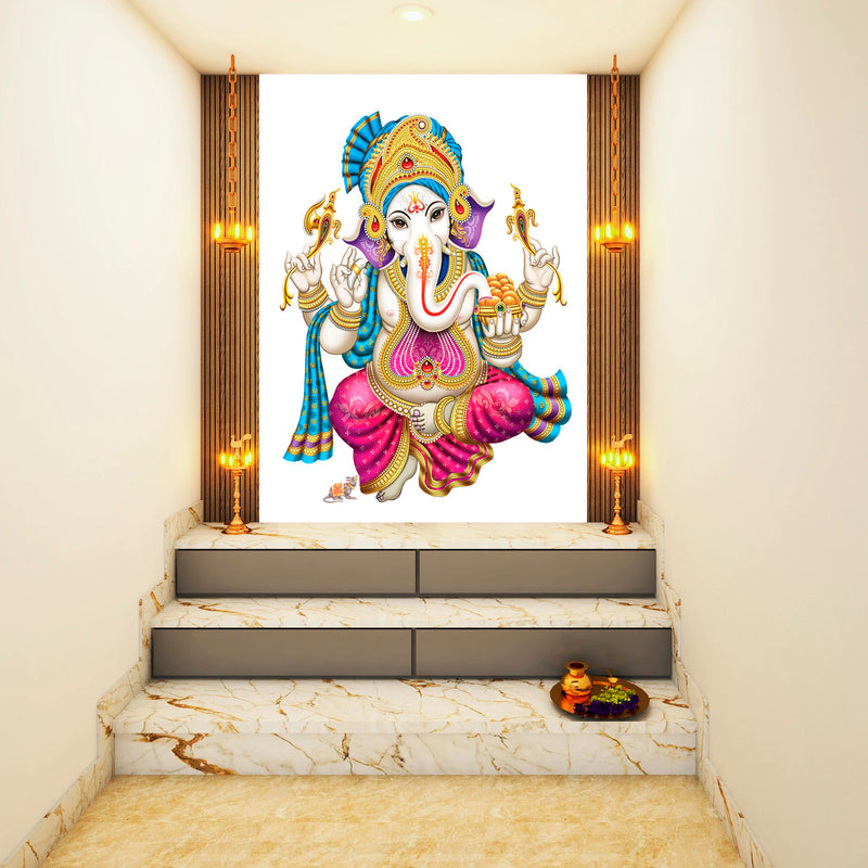 Ganesh Painting Self Adhesive Sticker Poster